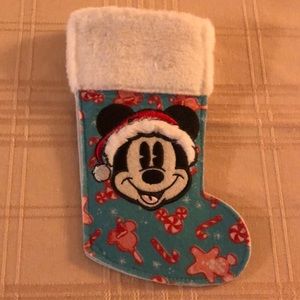Mickey Mouse Christmas Stocking (mini size).  Teal peach tone accent design.